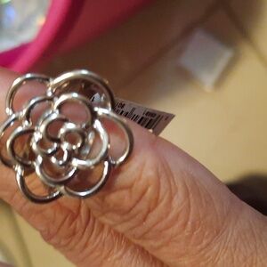 NWT Largw AUTHENTIC GENUINE solid sterling silver 3D Rose 🌹 ring 7.25